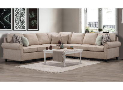 Sofá de esquina moderno para salón en forma de L color beige, diseño de muebles de lujo.