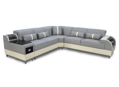 Sofá esquinero en forma de L Sofá Diseño Acolchado Moderno Sofá de esquina gris