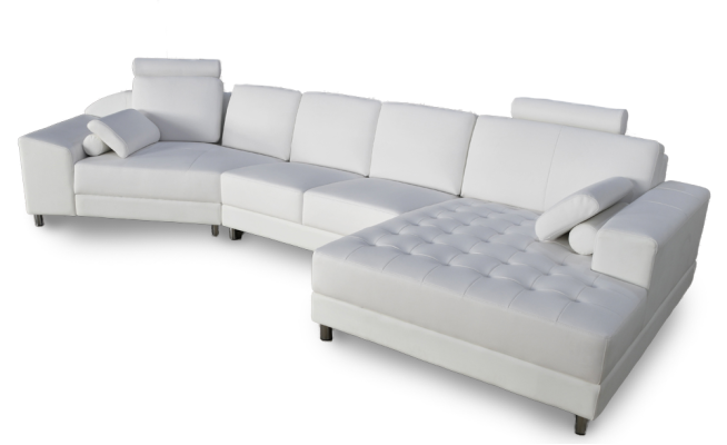 Sofá esquinero de lujo en forma de L blanco, muebles tapizados de asiento de sala de estar, sofá de esquina nuevo.