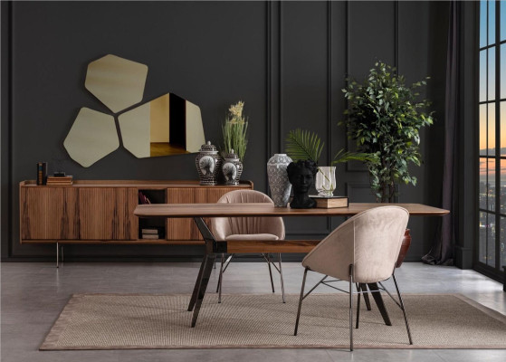 Aparador de lujo marrón, cómoda moderna con patas de acero inoxidable, mueble de salón.