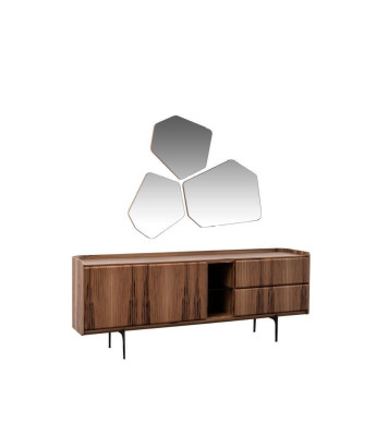 Aparador de lujo marrón, cómoda moderna con patas de acero inoxidable, mueble de salón.