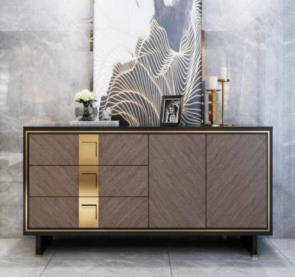 Aparador Cómoda Armario Madera Diseño Moderno Gris Lujo Salón