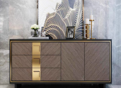 Aparador Cómoda Armario Madera Diseño Moderno Gris Lujo Salón