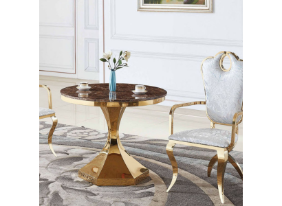 Mesa de comedor muebles de lujo madera moderna acero inoxidable diseño de sala de estar nuevo oro