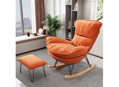 Sillón Diseño Relax Naranja Textil Sala de Estar Tapizado Lujo Individual