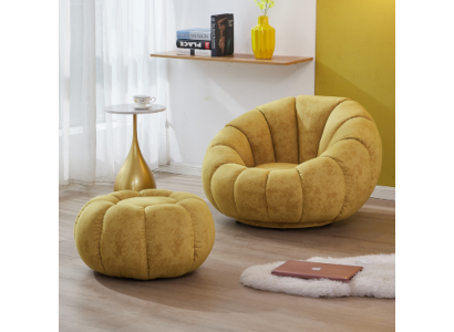 Silla Asiento Diseño Moderno Sala de estar Amarillo Lujo Tela Acolchada Nueva