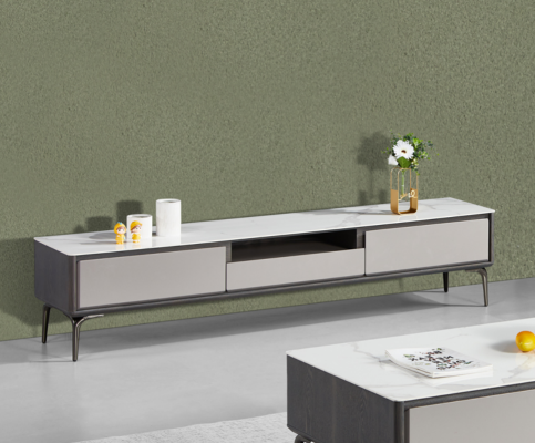 Moderno mueble bajo de lujo para TV soporte de televisión muebles de sala de estar gris