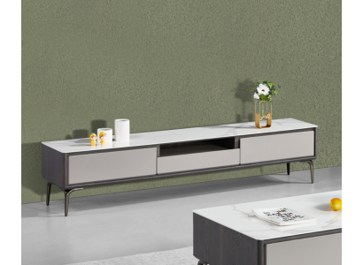 Moderno mueble bajo de lujo para TV soporte de televisión muebles de sala de estar gris