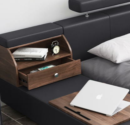 Camas modernas de hotel multifunción doble de lujo cama de diseño tapizada.
