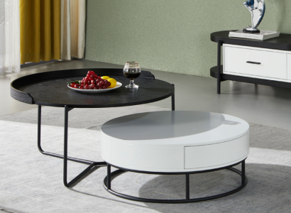 Sofá Mesa Café Auxiliar Diseño Lujo Mesas Redondas 2x Set Moderno Nuevo