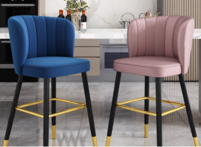 Taburete de bar Silla Diseñador Silla de madera Silla de comedor Taburete Bar Rosa Nuevo