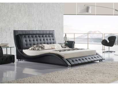 Cama Cama doble Negra Cama tapizada Dormitorio Moderno 180x200