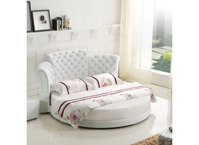 Cama redonda de lujo Chesterfield, dormitorio cama de matrimonio 200x200 cm.