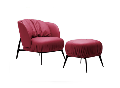 Sillón Taburete Sala de estar Diseño Moderno Conjunto Tapizado Relax de 2 piezas.