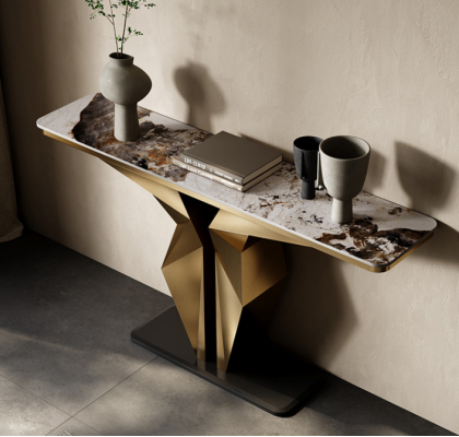 Diseño de lujo, mesa consola, aparador dorado, muebles de salón nuevos.