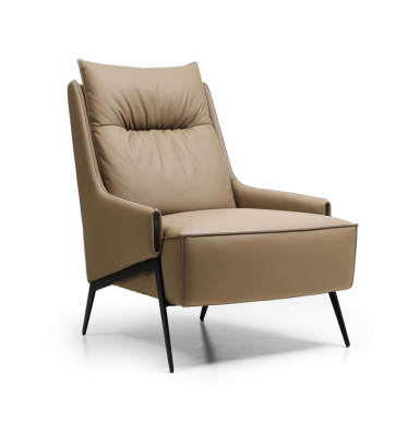 Sillón de diseño de lujo de una plaza de cuero artificial para sala de estar.