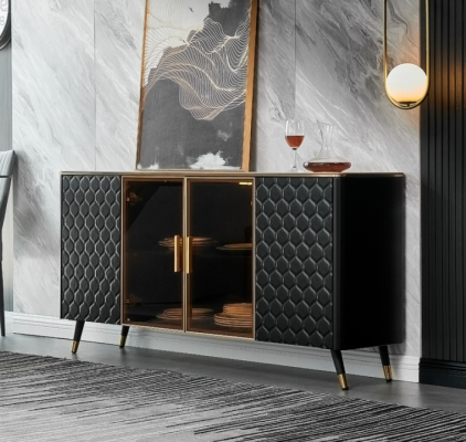 Negro cómoda aparador armario aparador cajones armarios 160cm muebles