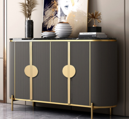 Aparador de lujo gris diseñado para la sala de estar, muebles modernos nuevos.