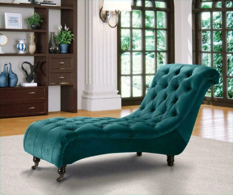 Sofá chaise longue Chesterfield de terciopelo, diseño de club, con tapizado de tela.