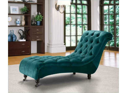 Sofá chaise longue Chesterfield de terciopelo, diseño de club, con tapizado de tela.