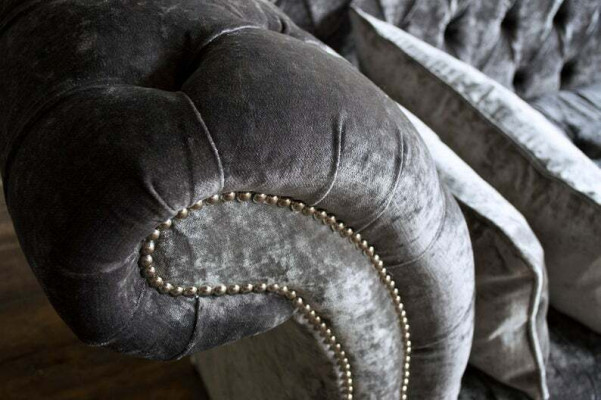 Sofá Chesterfield gris tapizado de 3 plazas conjunto de sofás nuevo