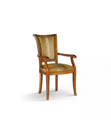 Silla de comedor Art déco con reposabrazos, diseño de comedor de lujo en tela marrón.