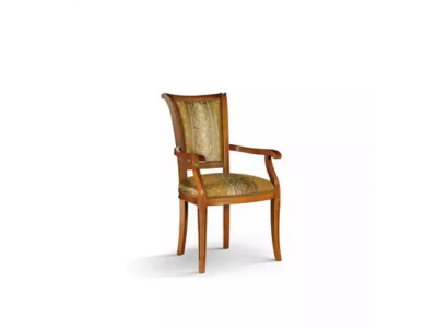 Silla de comedor Art déco con reposabrazos, diseño de comedor de lujo en tela marrón.