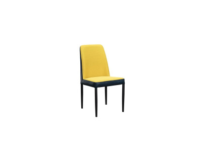 Silla 1x Comedor Tapizada Sillón Sala de estar Salón Club Cuero Textil Amarillo
