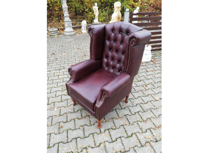 ¡Sillón orejero Chesterfield silla asiento tapizado sofá lounge de auténtico cuero nuevo!