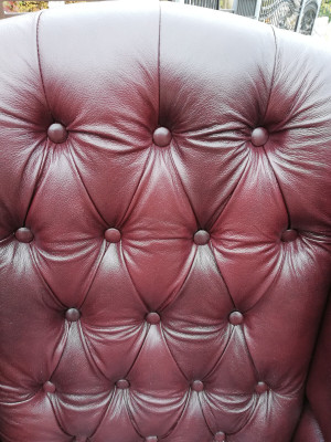 ¡Sillón orejero Chesterfield silla asiento tapizado sofá lounge de auténtico cuero nuevo!