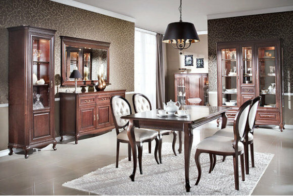 Mesa de comedor Mesa Mesas Madera maciza Mesa de madera Estilo barroco clásico Comedor V-3