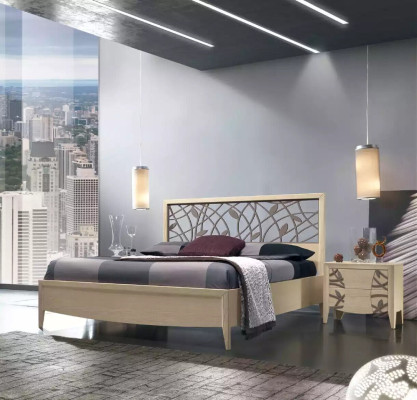 Cama 2x Mesita de noche Dormitorio Diseño 3 piezas Set completo Nuevo beige