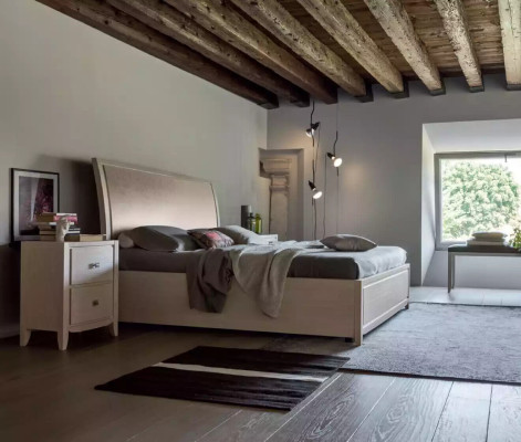 Cama 2x Mesitas de noche Lujo Juego completo de dormitorio Muebles gris de 3 piezas.