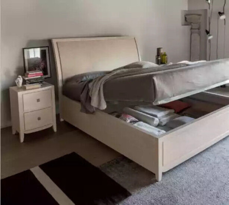 Cama 2x Mesitas de noche Lujo Juego completo de dormitorio Muebles gris de 3 piezas.