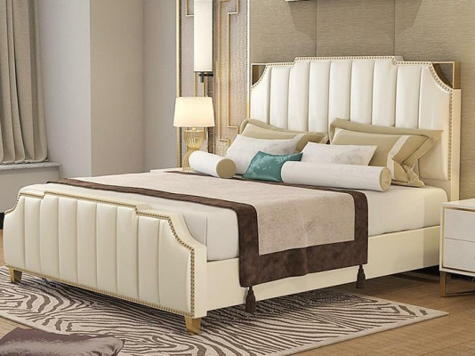 Diseño cama doble cama hotel lujo dormitorio 180x200 cm camas de cuero tapizadas.