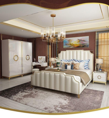 Diseño cama doble cama hotel lujo dormitorio 180x200 cm camas de cuero tapizadas.