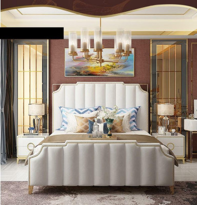 Diseño cama doble cama hotel lujo dormitorio 180x200 cm camas de cuero tapizadas.