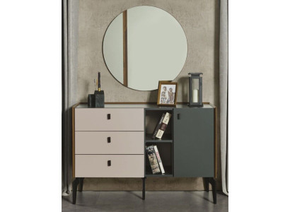 Diseño Juego de dormitorio completo Cómoda con espejo Conjunto de 2 piezas de madera Nuevo