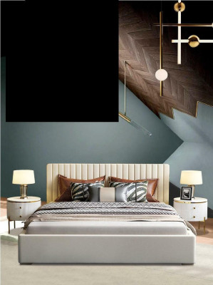 Cama de diseñador Dormitorio Cama doble Camas Cuero Hotel Lujo Tapizado 180/200cm