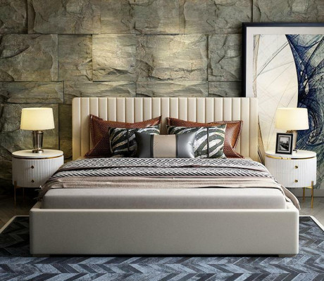 Cama de diseñador Dormitorio Cama doble Camas Cuero Hotel Lujo Tapizado 180/200cm