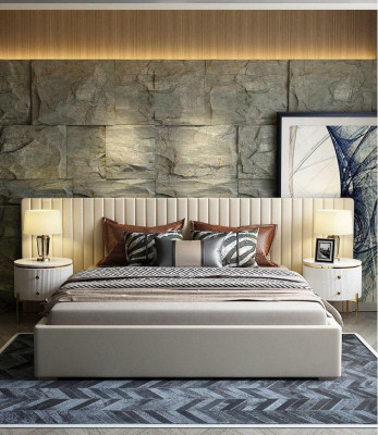 Cama de diseñador Dormitorio Cama doble Camas Cuero Hotel Lujo Tapizado 180/200cm