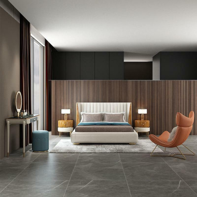 Diseñador de muebles italianos Cama doble Dormitorio 150x200cm Camas de cuero Nuevas