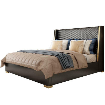 Diseñador Cama tapizada Cama Camas Tela Madera Lujo Cama de matrimonio 180x200cm Cama doble