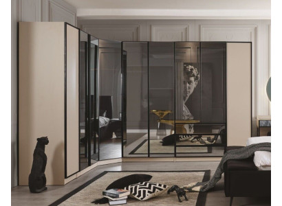 Armario esquinero dormitorio moderno Muebles de lujo beige Vidrio Armario