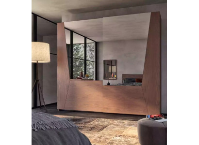 Armario marrón de dormitorio de madera Armario de lujo moderno para ropa.
