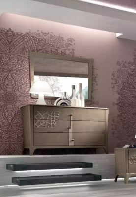 Cómoda Espejo Nuevo Lujo Juego completo de dormitorio Aparador marrón 2 piezas