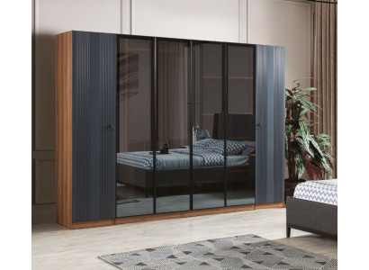 Armario de lujo para dormitorio - Estilo moderno - Mueble de madera con 6 puertas.