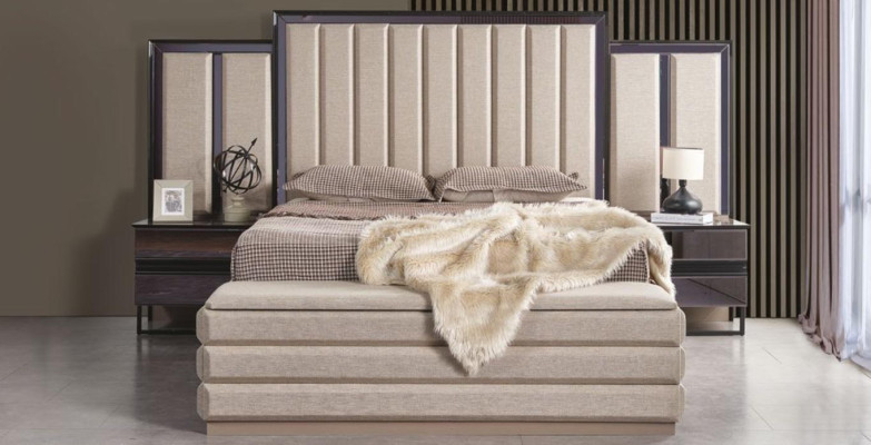 Juego de dormitorio de lujo 6 piezas Estilo moderno Juego de muebles de madera Cama Tocador