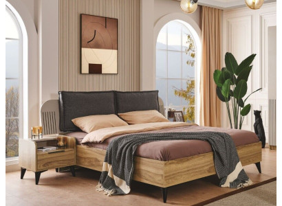 Juego de dormitorio de lujo completo con cama de diseñador y 2 mesitas de noche, 3 piezas nuevo