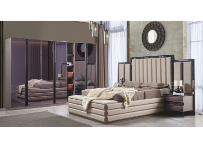 Juego moderno de dormitorio cama 2x mesitas de noche armario de madera muebles nuevos